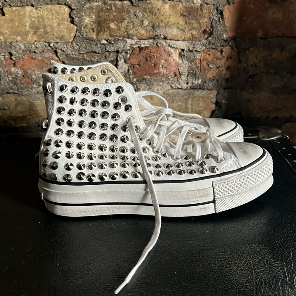 Nwot Custom-Made Studded Platform Converse. - image 1